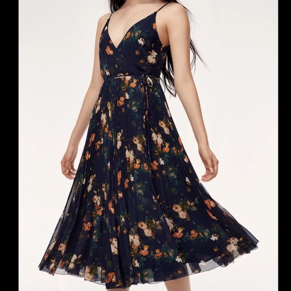 Aritzia Floral Navy Dress S